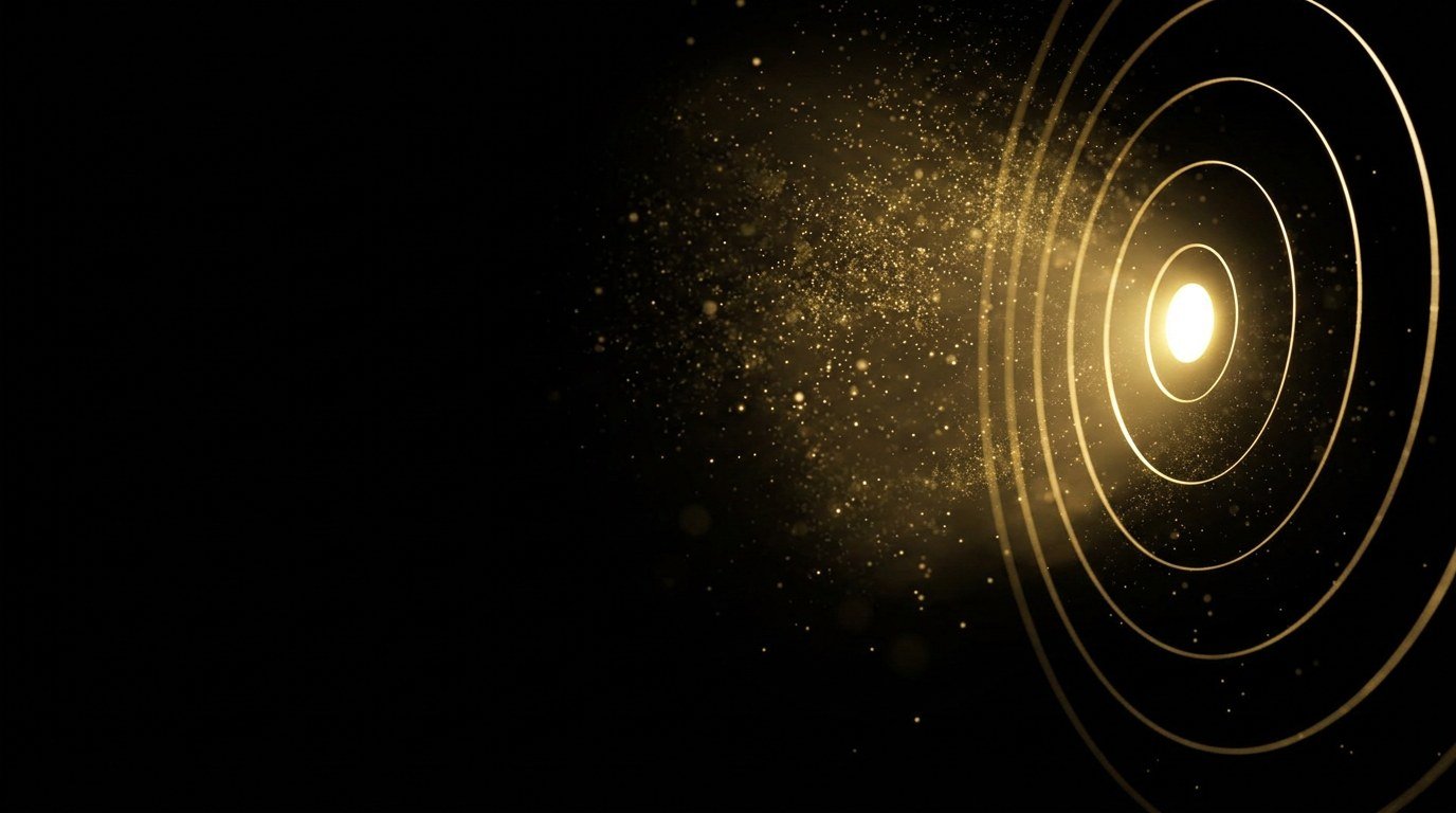 A gold arrow striking the centre of a target
